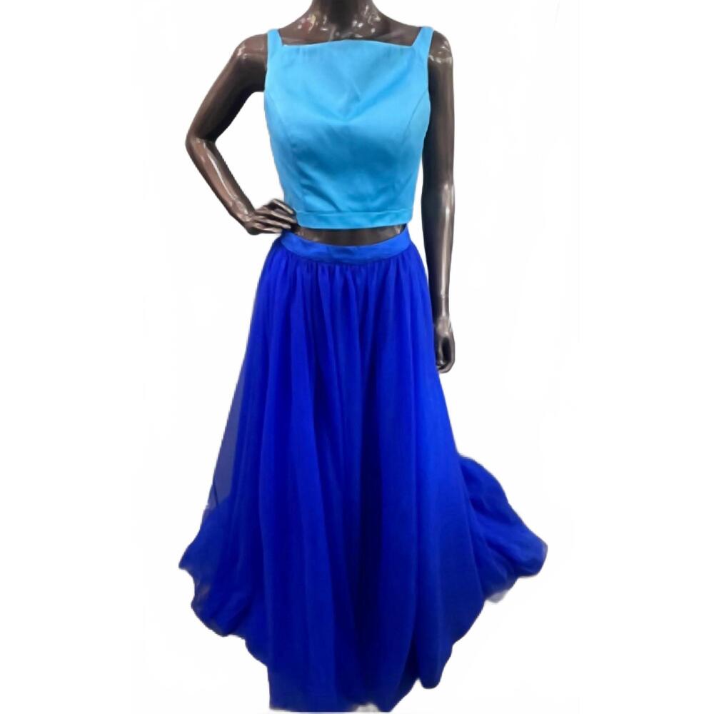 NEW ANGELA & ALISON women's two piece ballgown in aqua blue